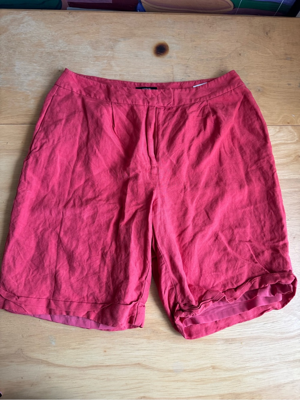 Alfani Coral Linen-Blend Bermuda Shorts